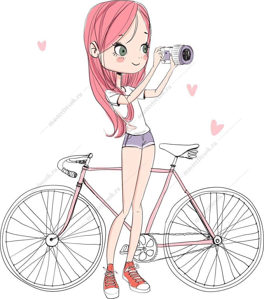 Фотообои Девушка возле велосипеда